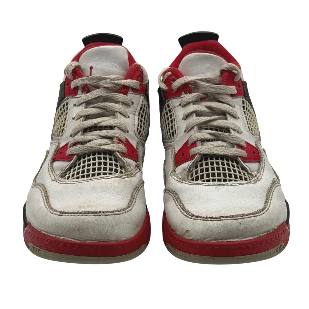 Kids Jordan 4‎ Retro White Red Black Basketball Shoes BQ7669 160 Size 3Y - Picture 2 of 8